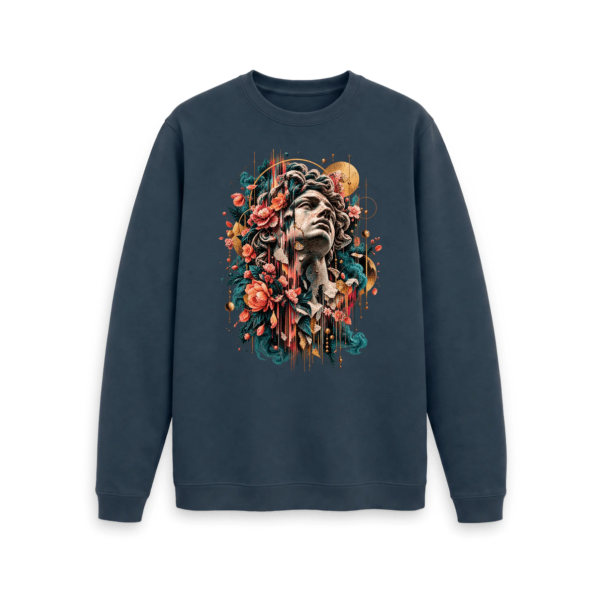 Navy Blue Printed Sweater Front