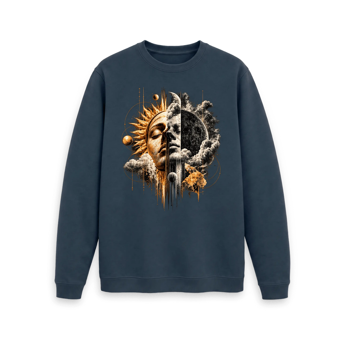 Navy Blue Printed Sweater Front