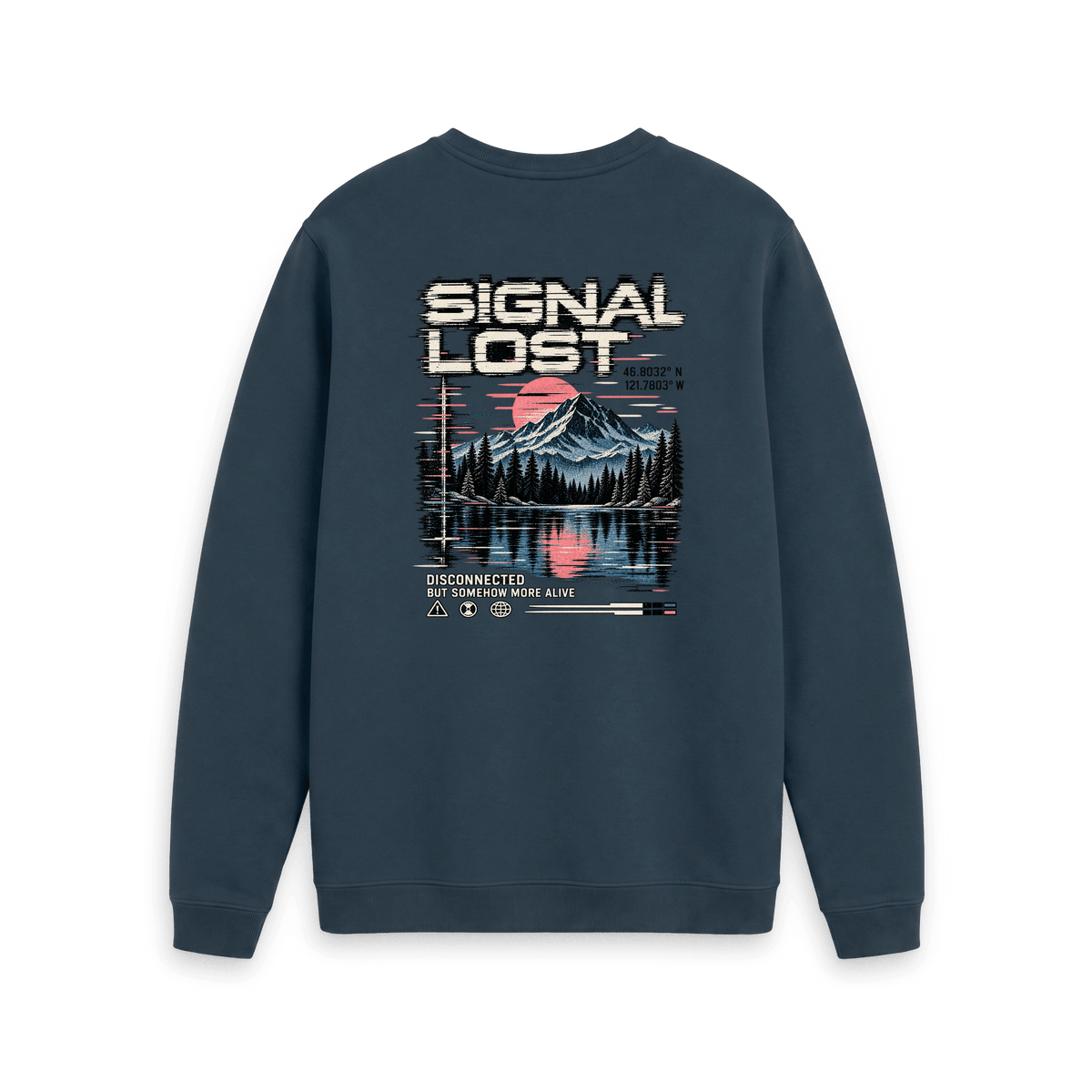 Navy Blue Printed Sweater Back