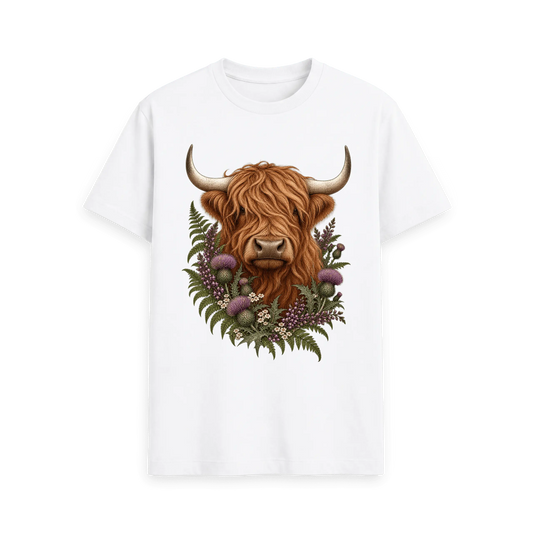 CARVÉ Wild Highland Cow T-Shirt in White — front view