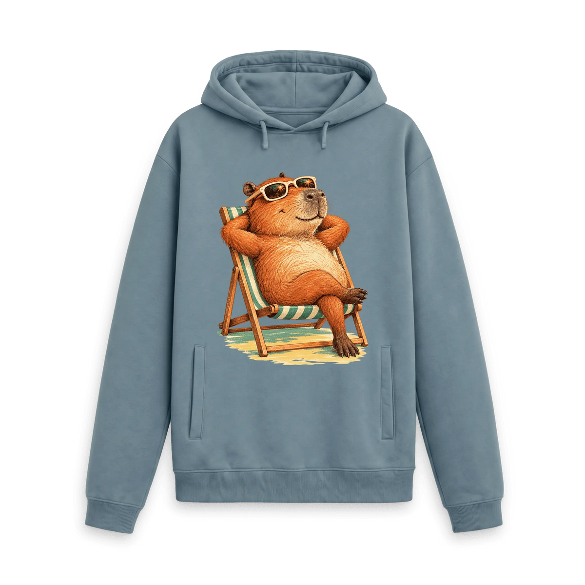 Stone Blue Printed Hoody Front