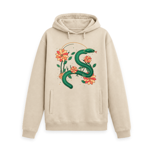 Oat Printed Hoody Front