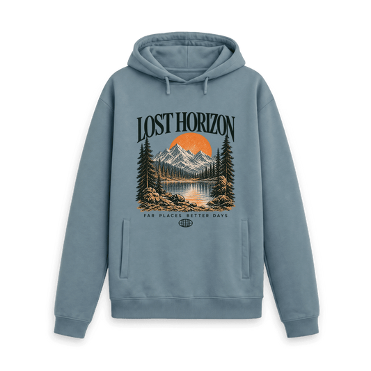 Stone Blue Printed Hoody Front