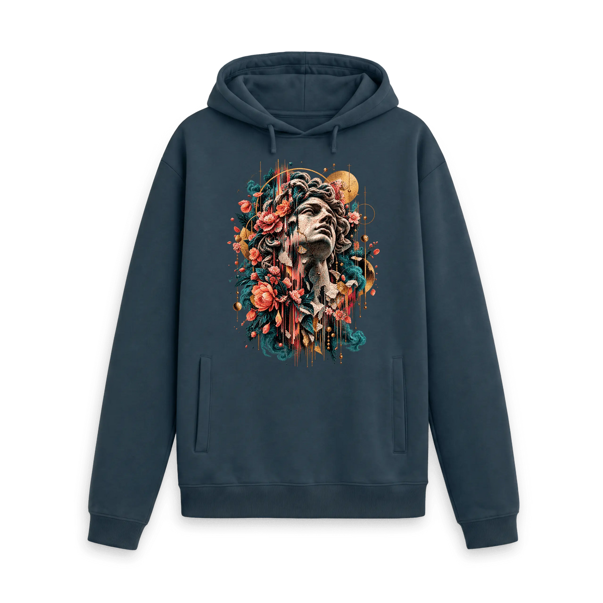 Navy Printed Hoody Front