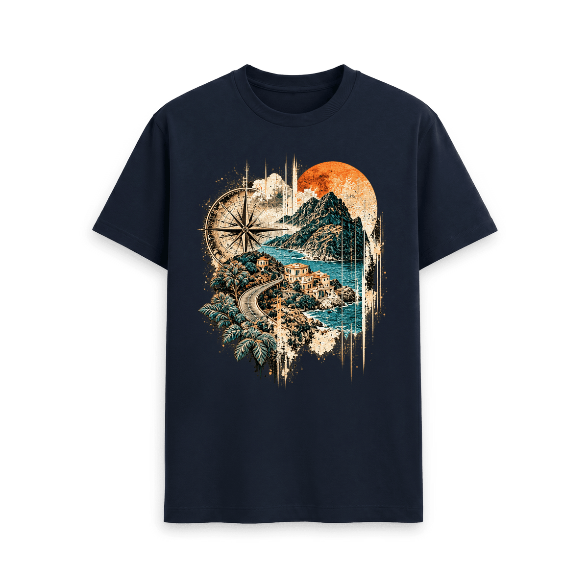 Navy Blue Printed T-shirt Front