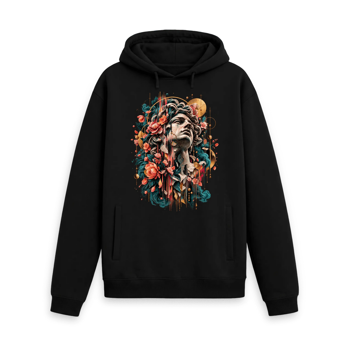 Black Printed Hoody Front