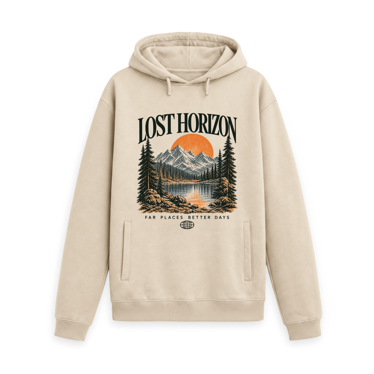 Oat Printed Hoody Front