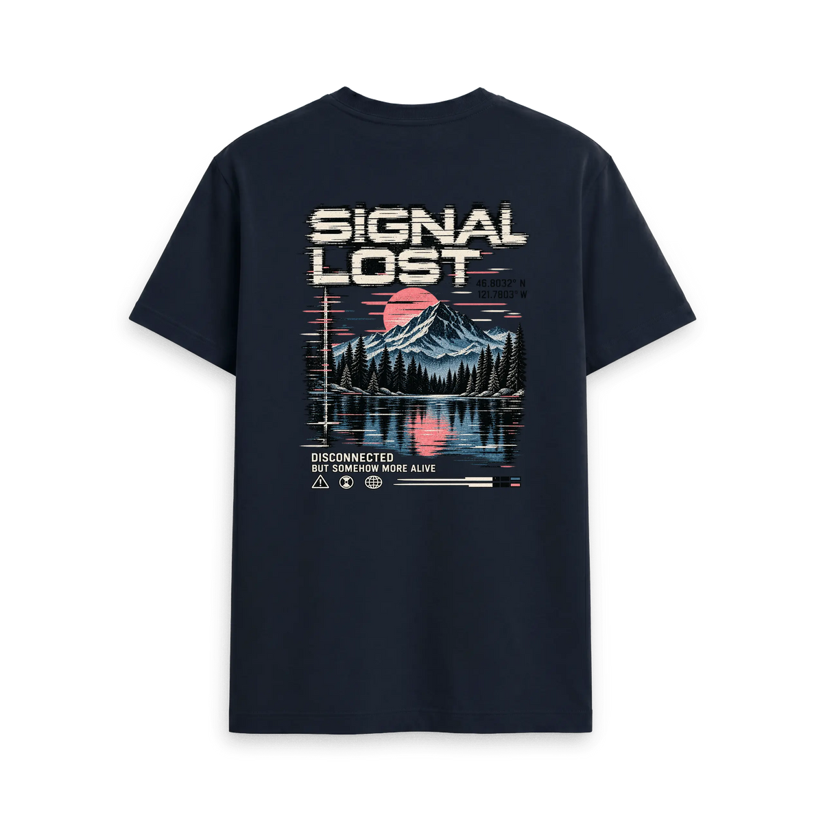 Navy Blue Printed T-shirt Back