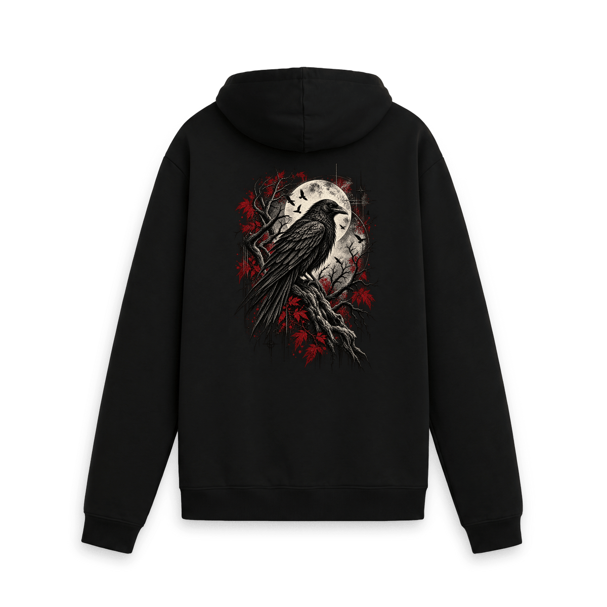 Black Printed Hoody Back