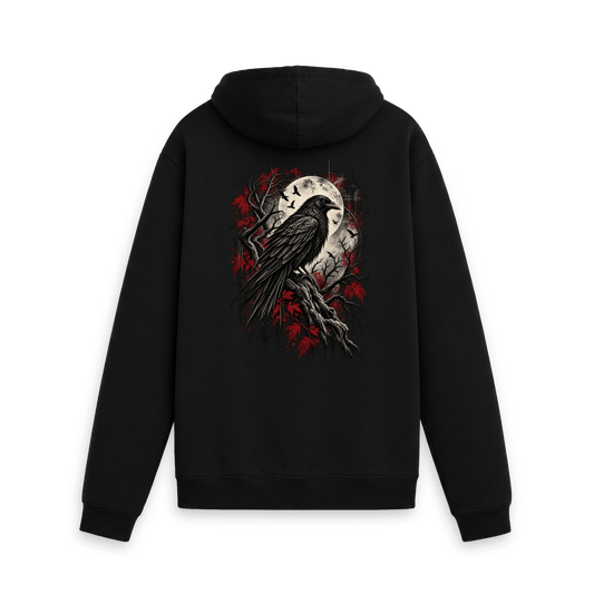 Black Printed Hoody Back