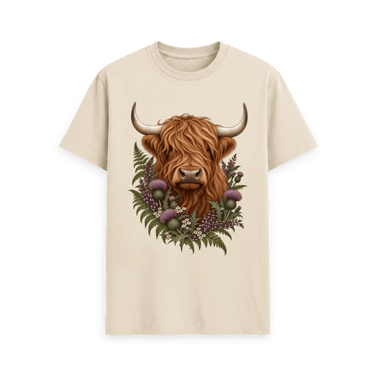 CARVÉ Wild Highland Cow T-Shirt in Oat — front view