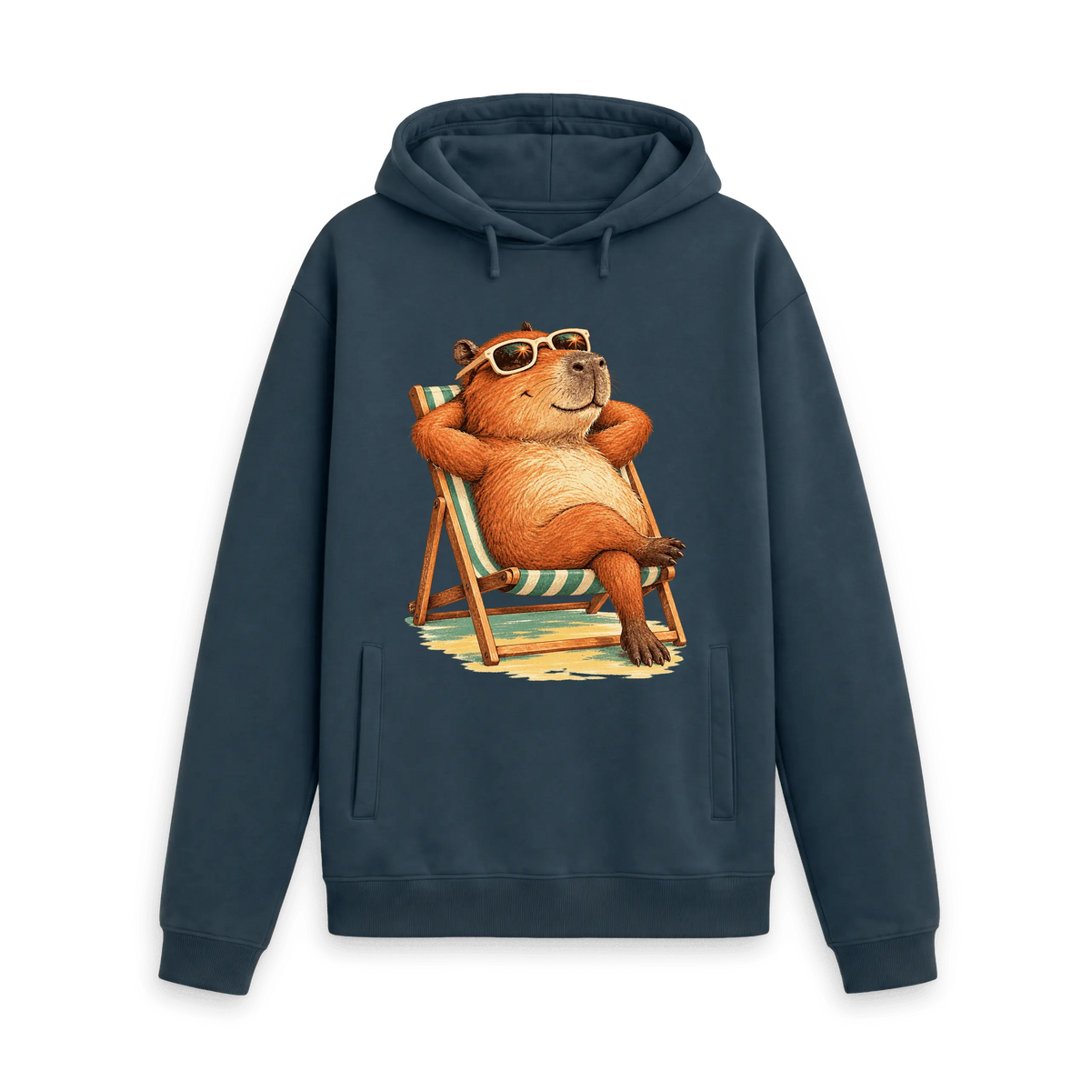 Navy Printed Hoody Front