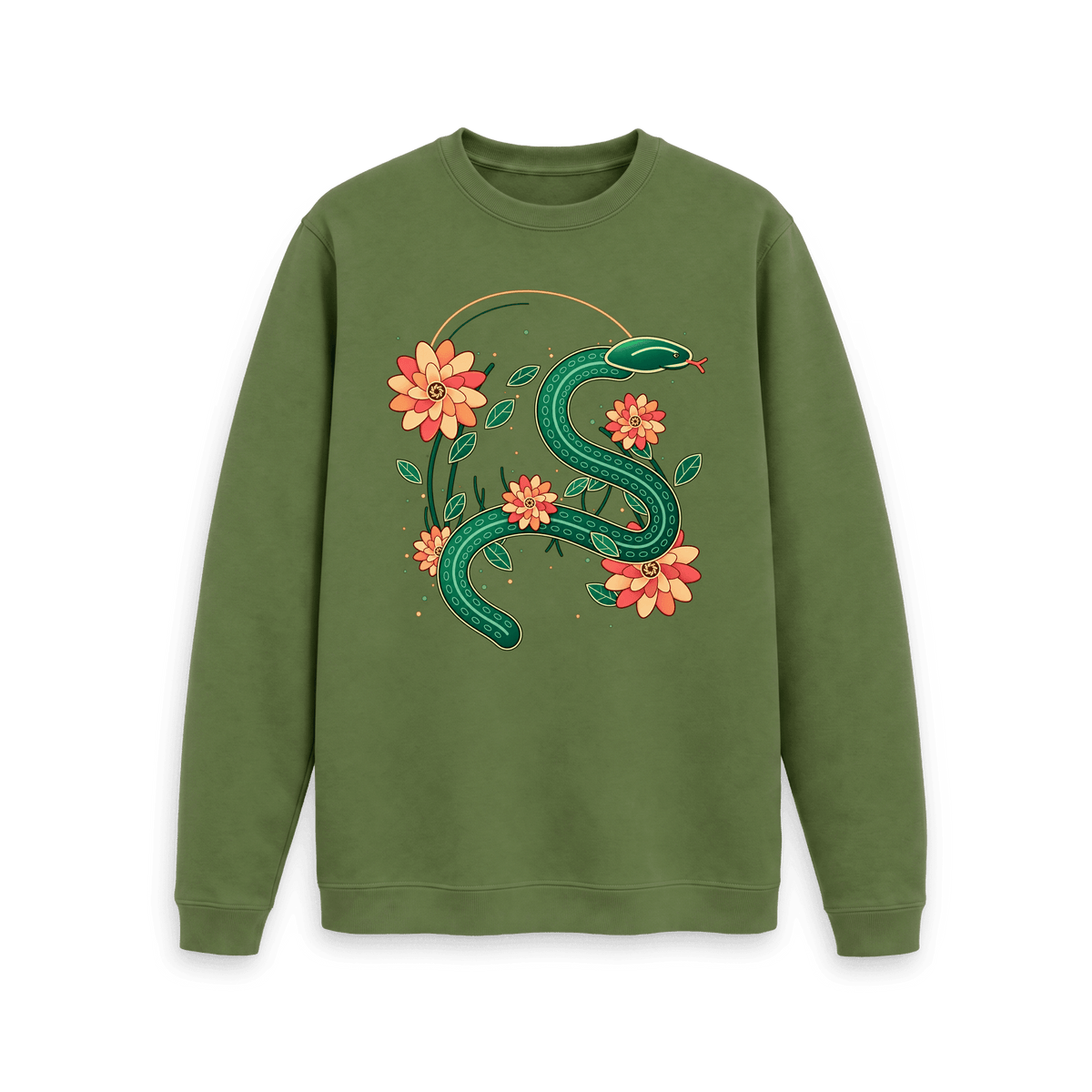 Khaki Printed Sweater Front