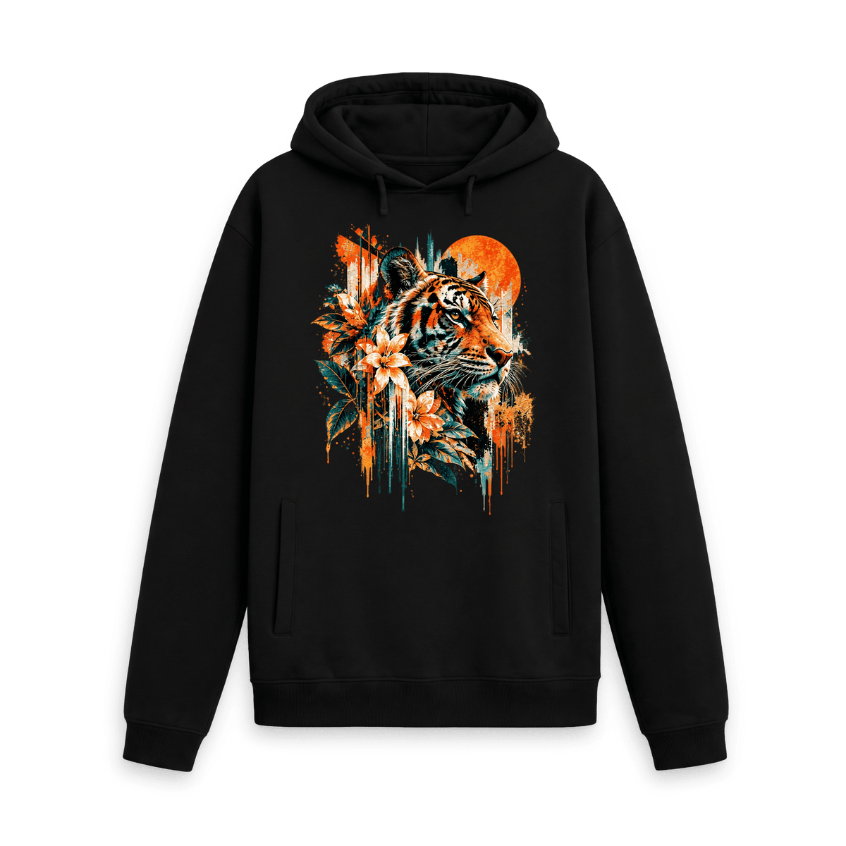 Black Printed Hoody Front