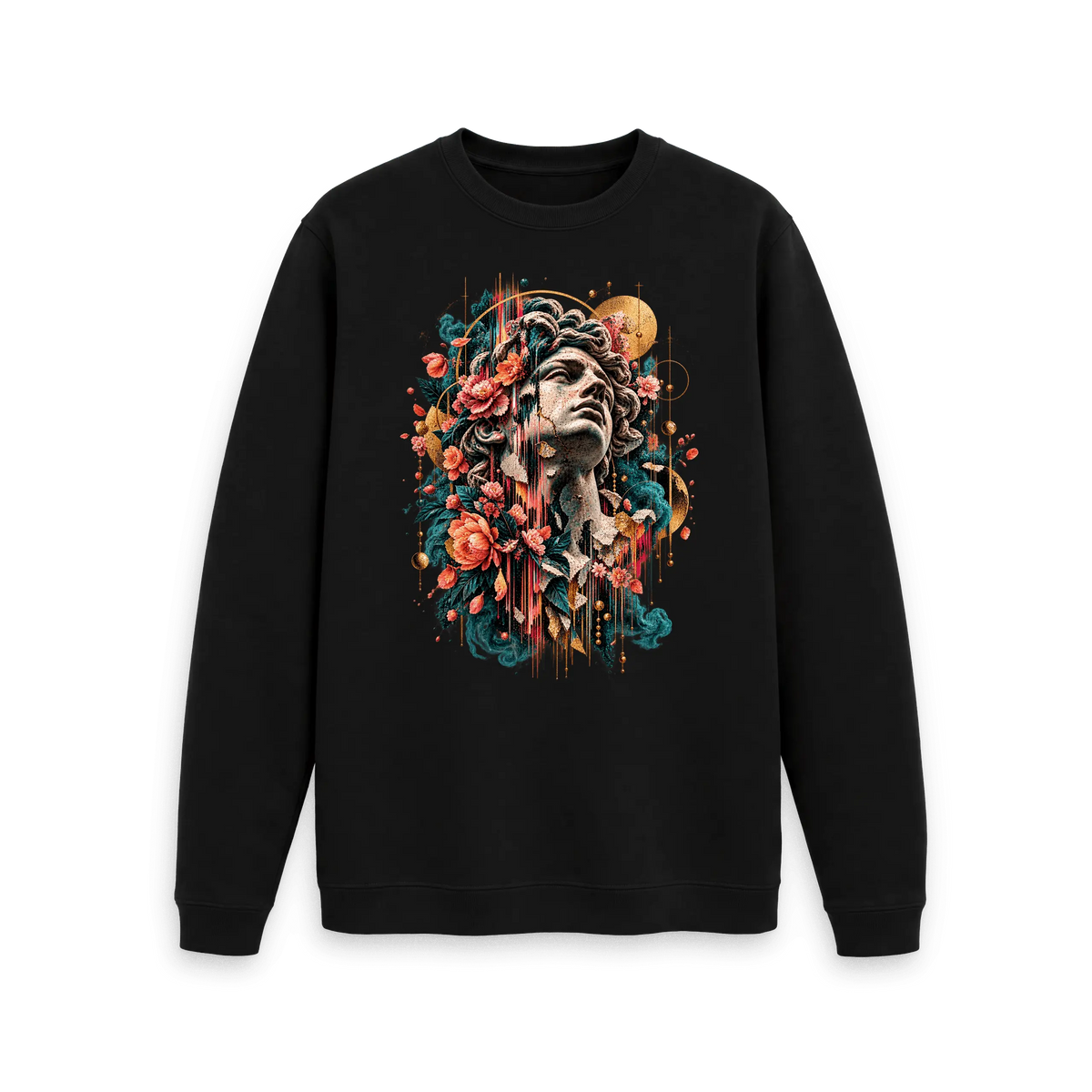 Black Printed Sweater Front