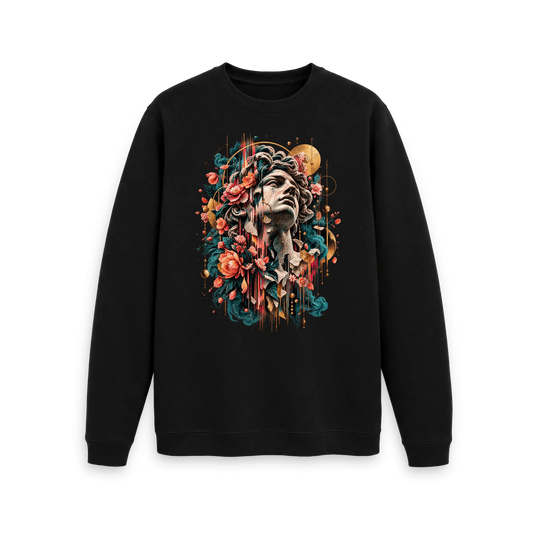 Black Printed Sweater Front