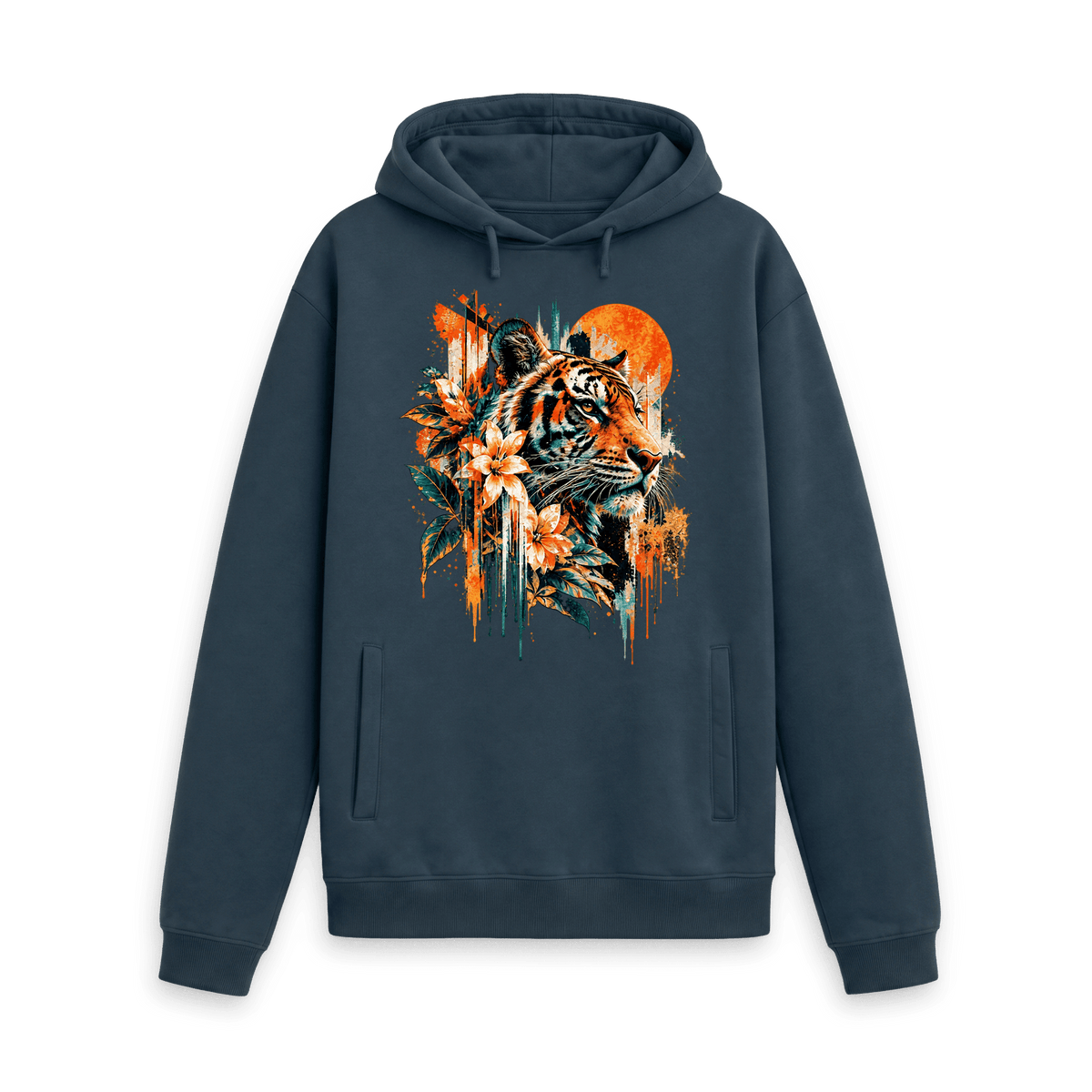 Navy Printed Hoody Front