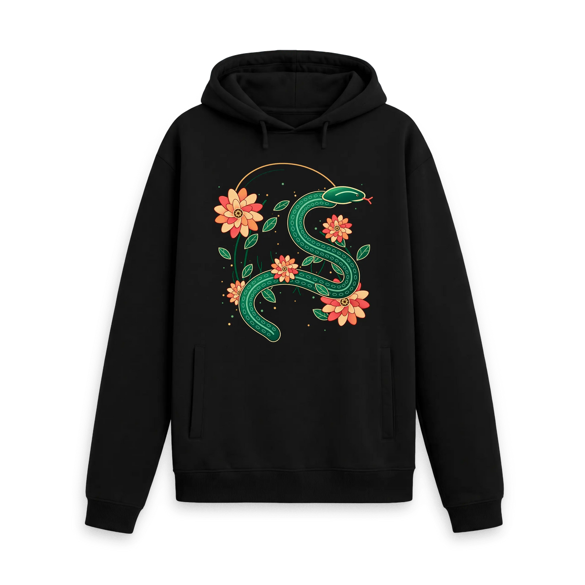 Black Printed Hoody Front