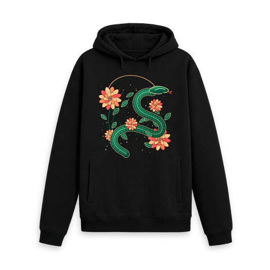 Black Printed Hoody Front