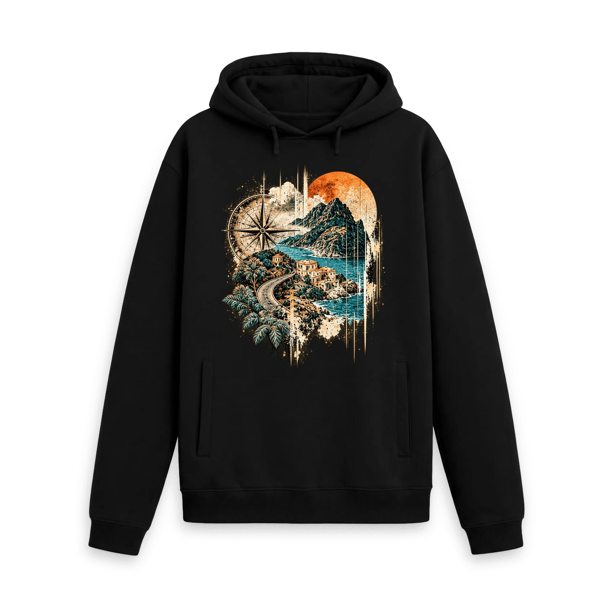 Black Printed Hoody Front