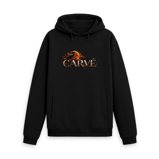 Black Printed Hoody Front