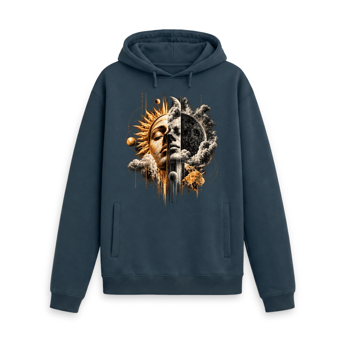 Navy Printed Hoody Front