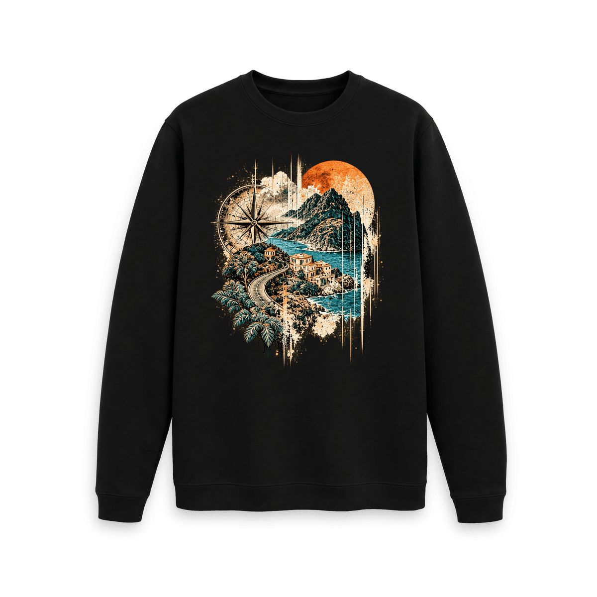 Black Printed Sweater Front