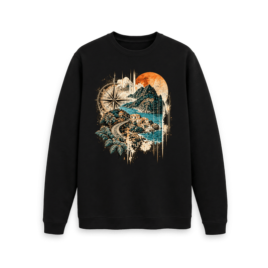 Black Printed Sweater Front