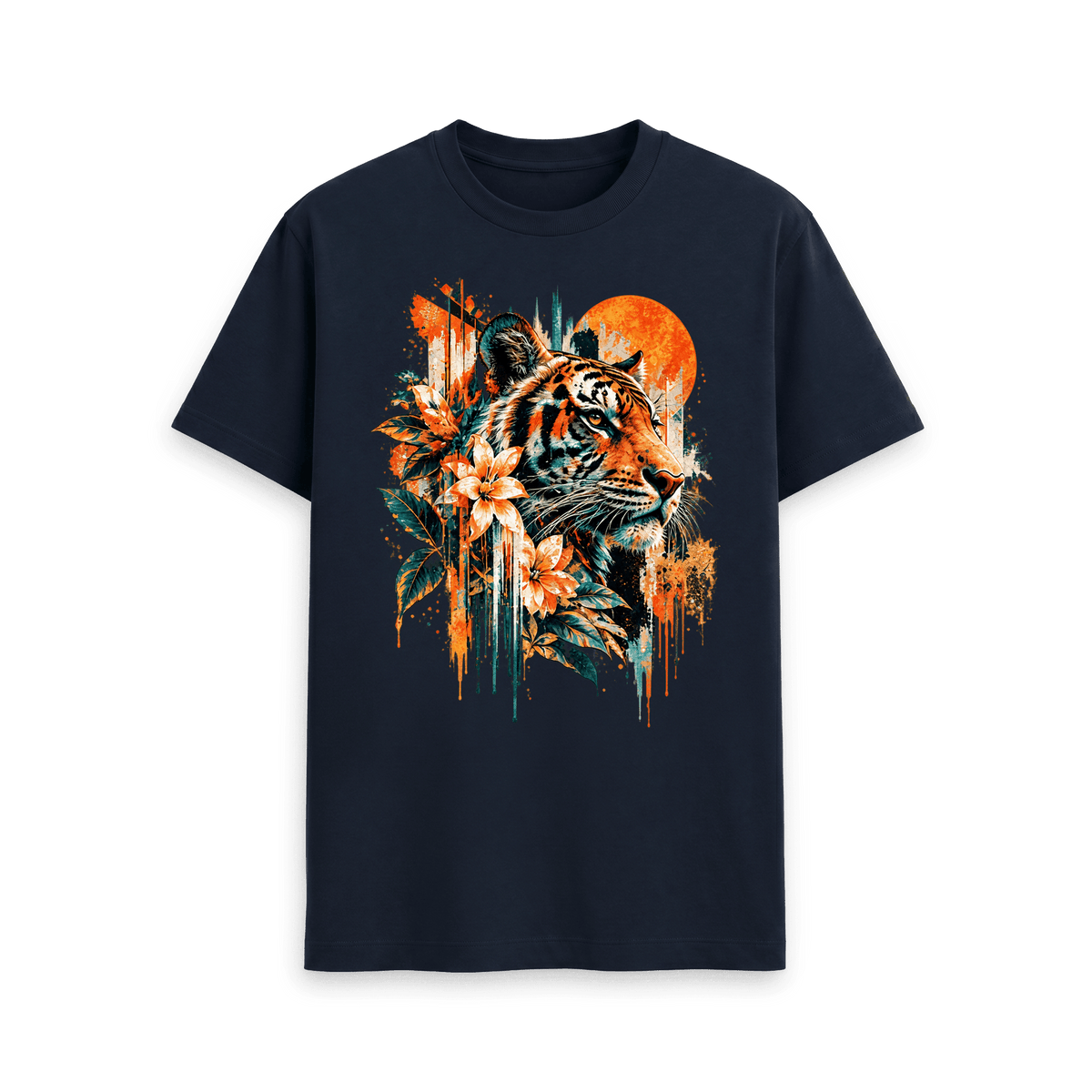 Navy Blue Printed T-shirt Front
