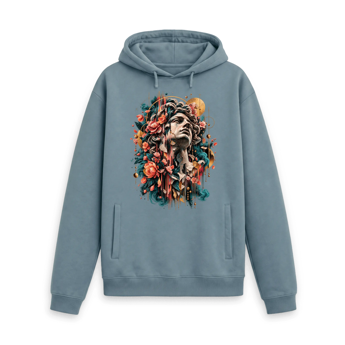 Stone Blue Printed Hoody Front