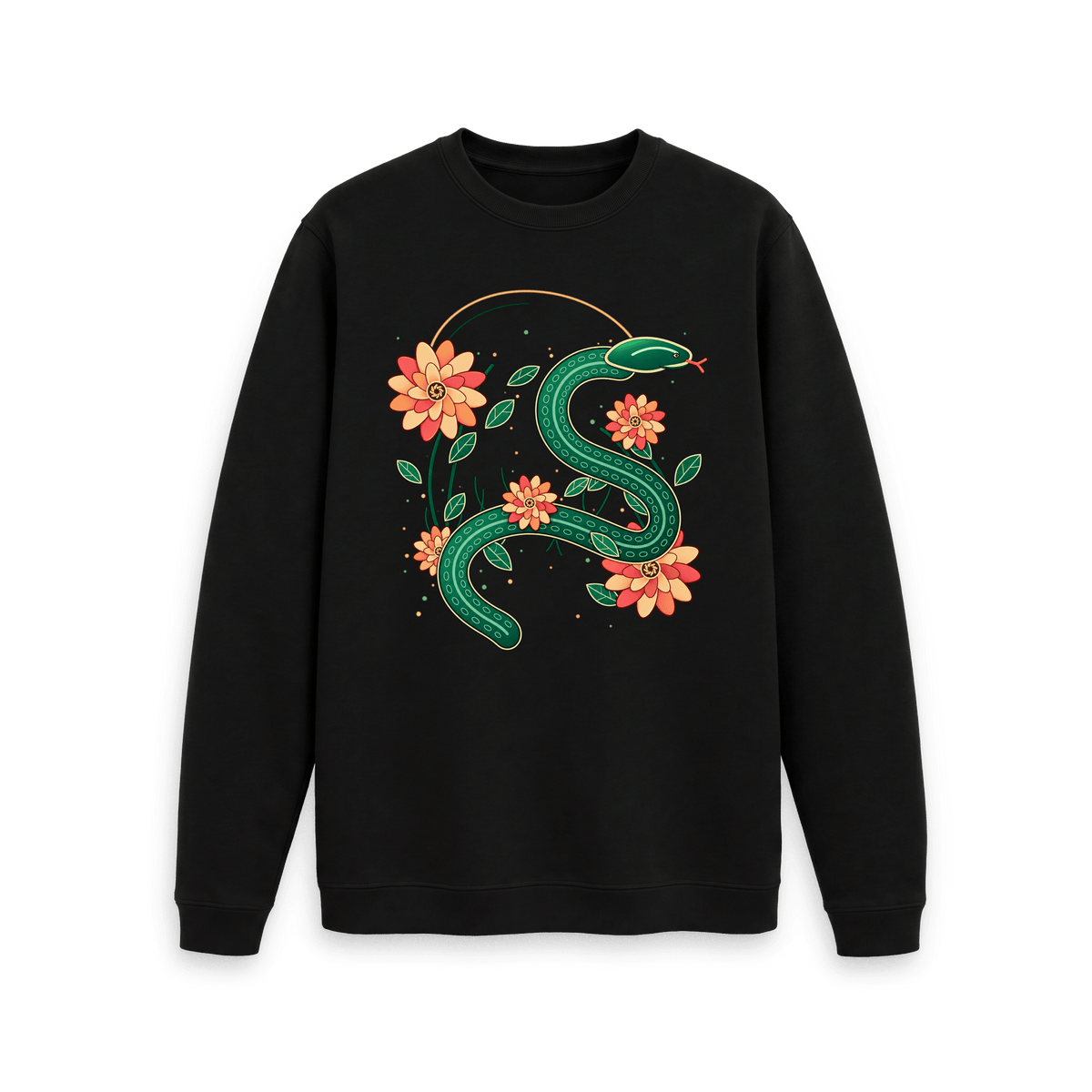 Black Printed Sweater Front