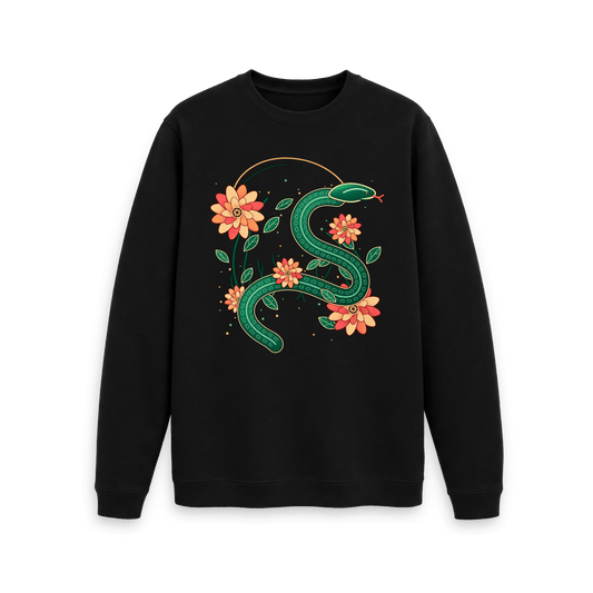 Black Printed Sweater Front