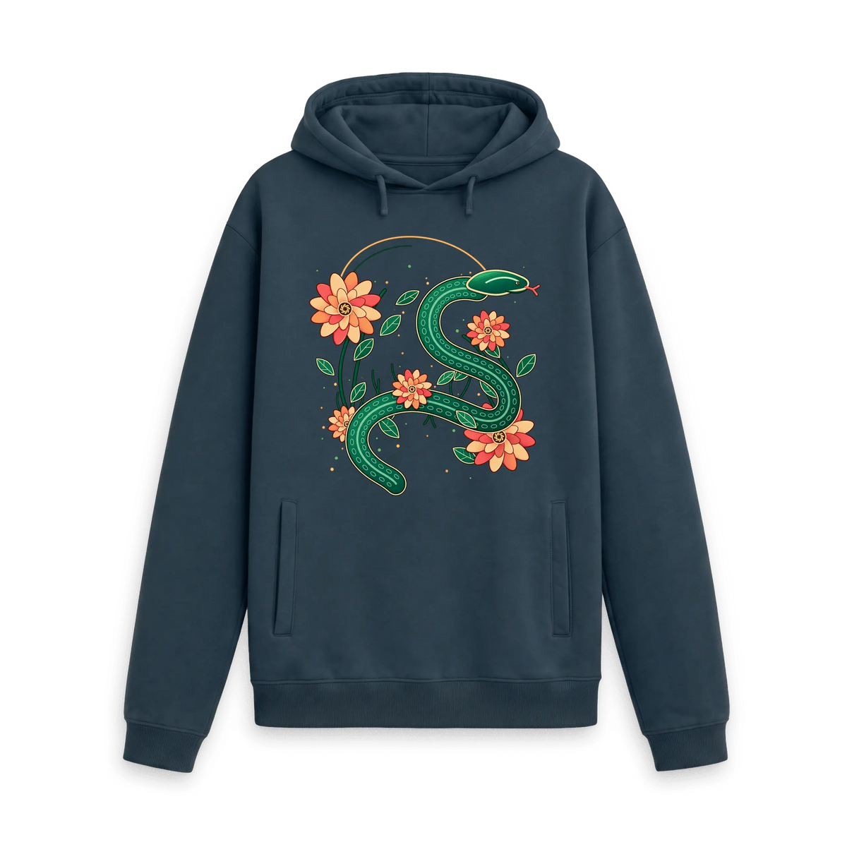Navy Printed Hoody Front
