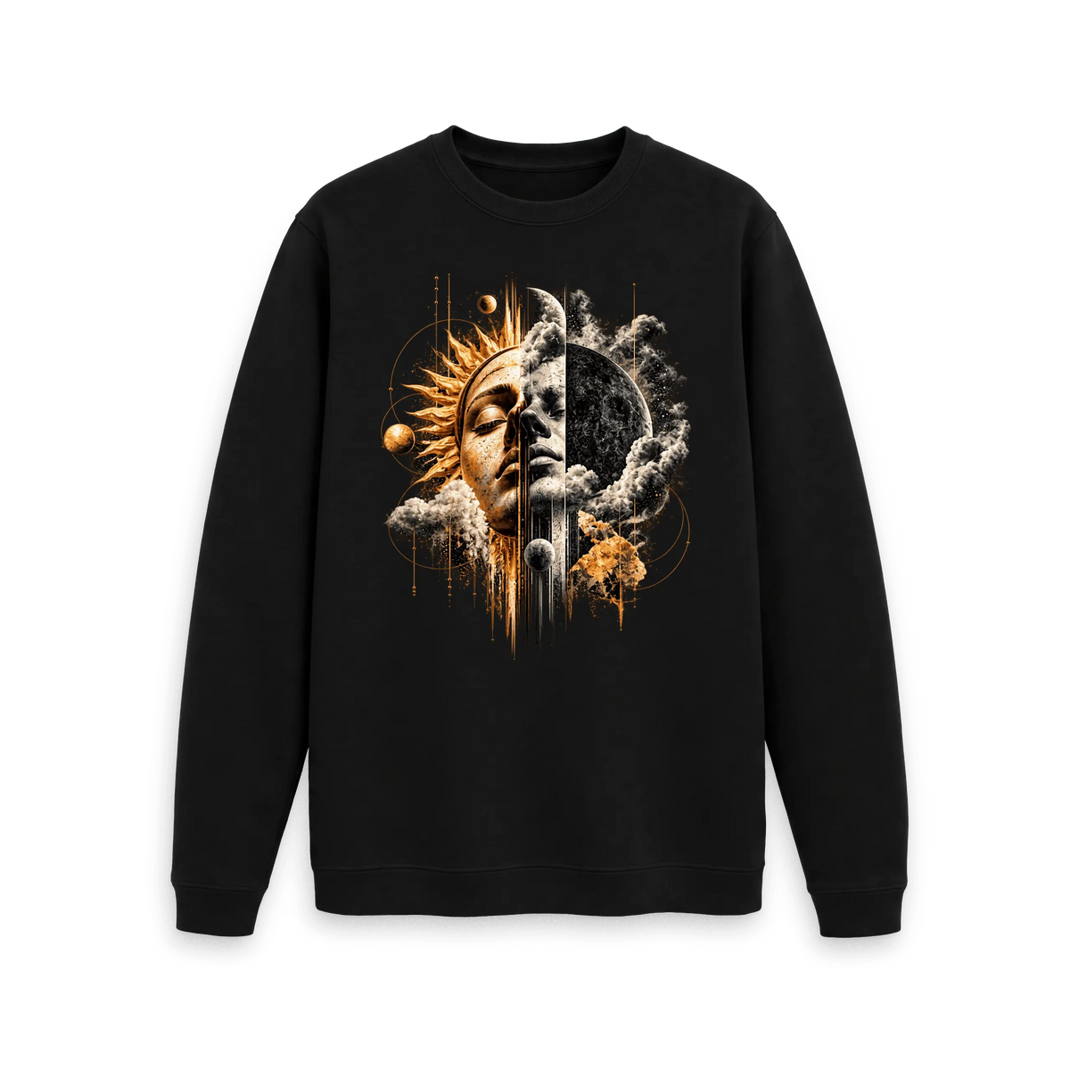 Black Printed Sweater Front