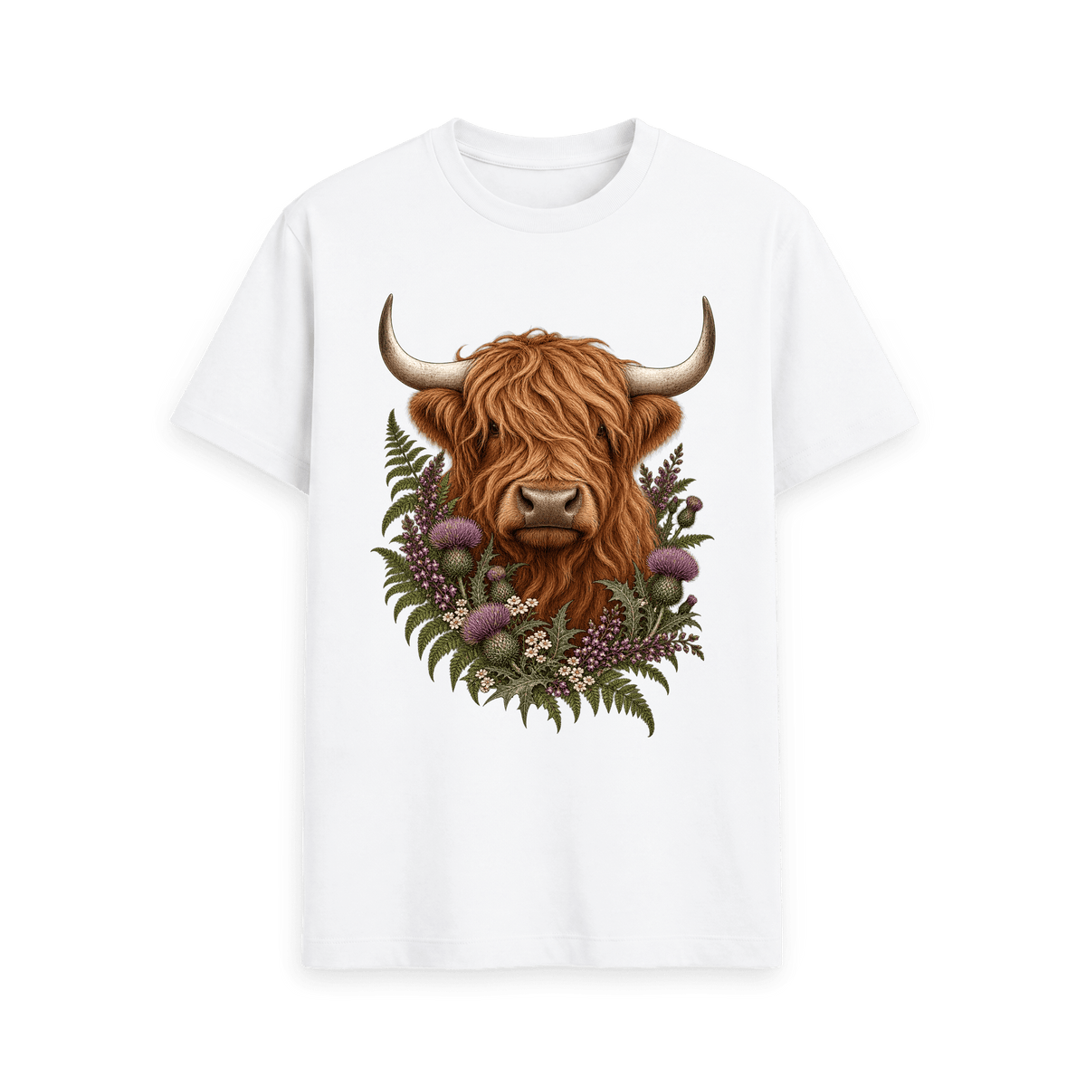 CARVÉ Wild Highland Cow T-Shirt in White — front view