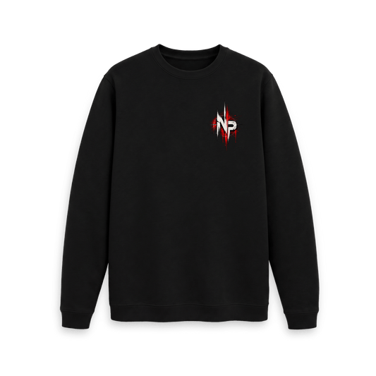 Black Printed Sweater Front
