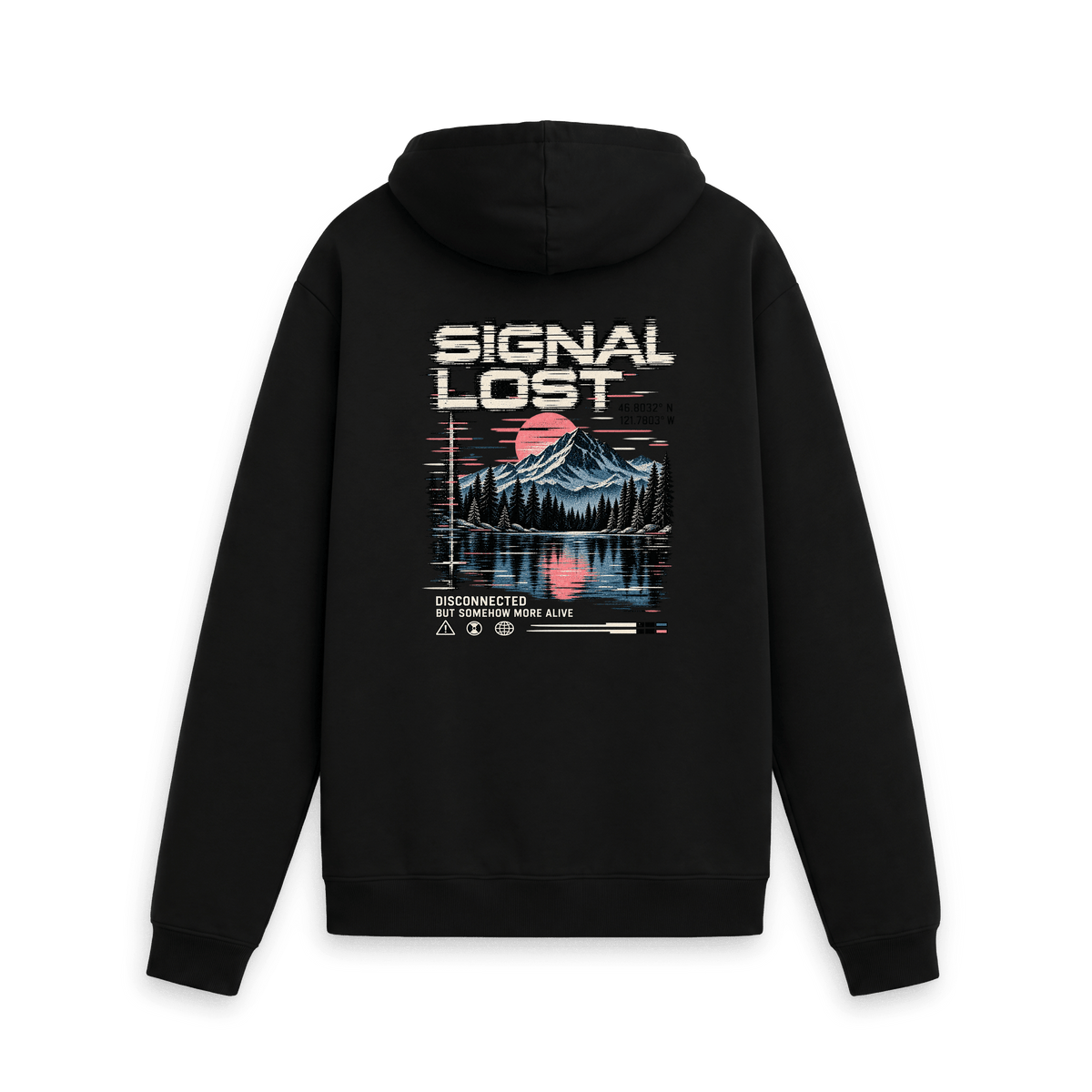 Black Printed Hoody Back