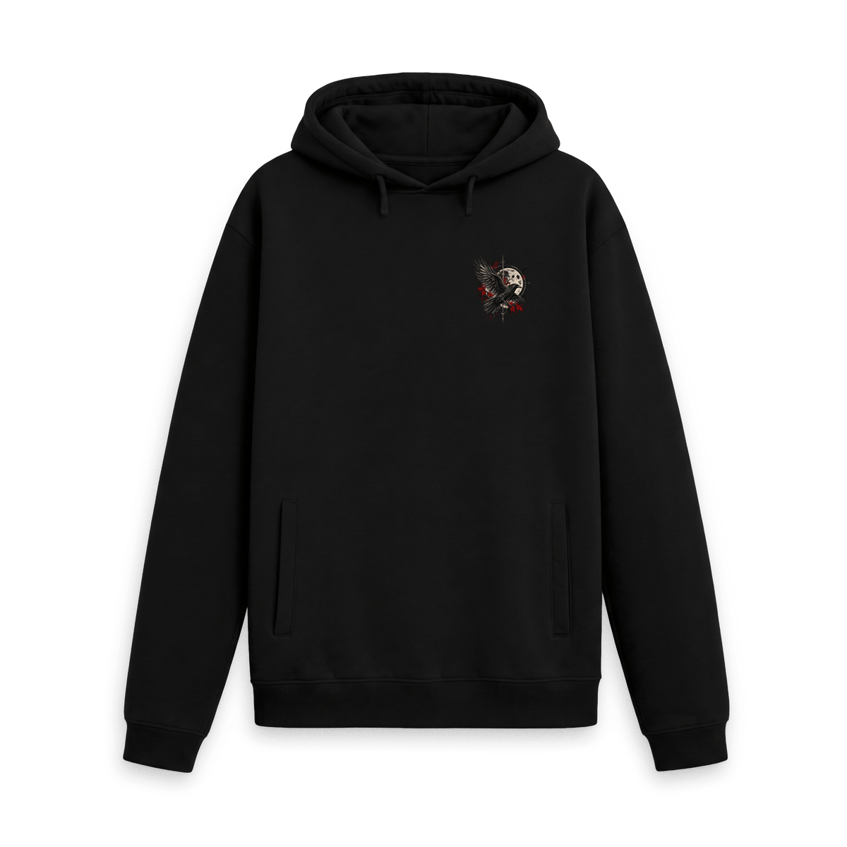 Black Printed Hoody Front