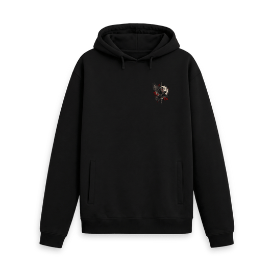 Black Printed Hoody Front