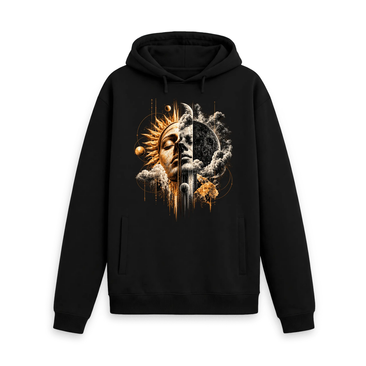 Black Printed Hoody Front