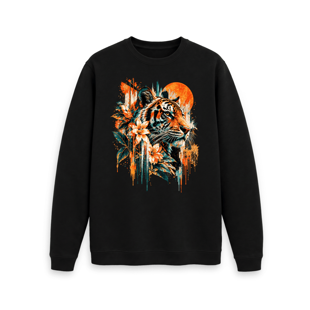 Black Printed Sweater Front
