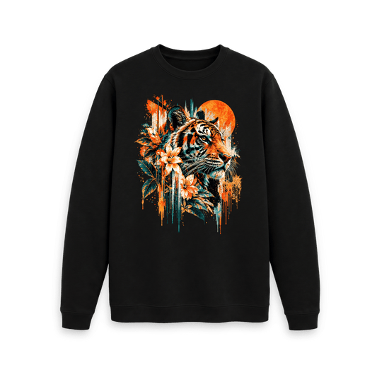 Black Printed Sweater Front