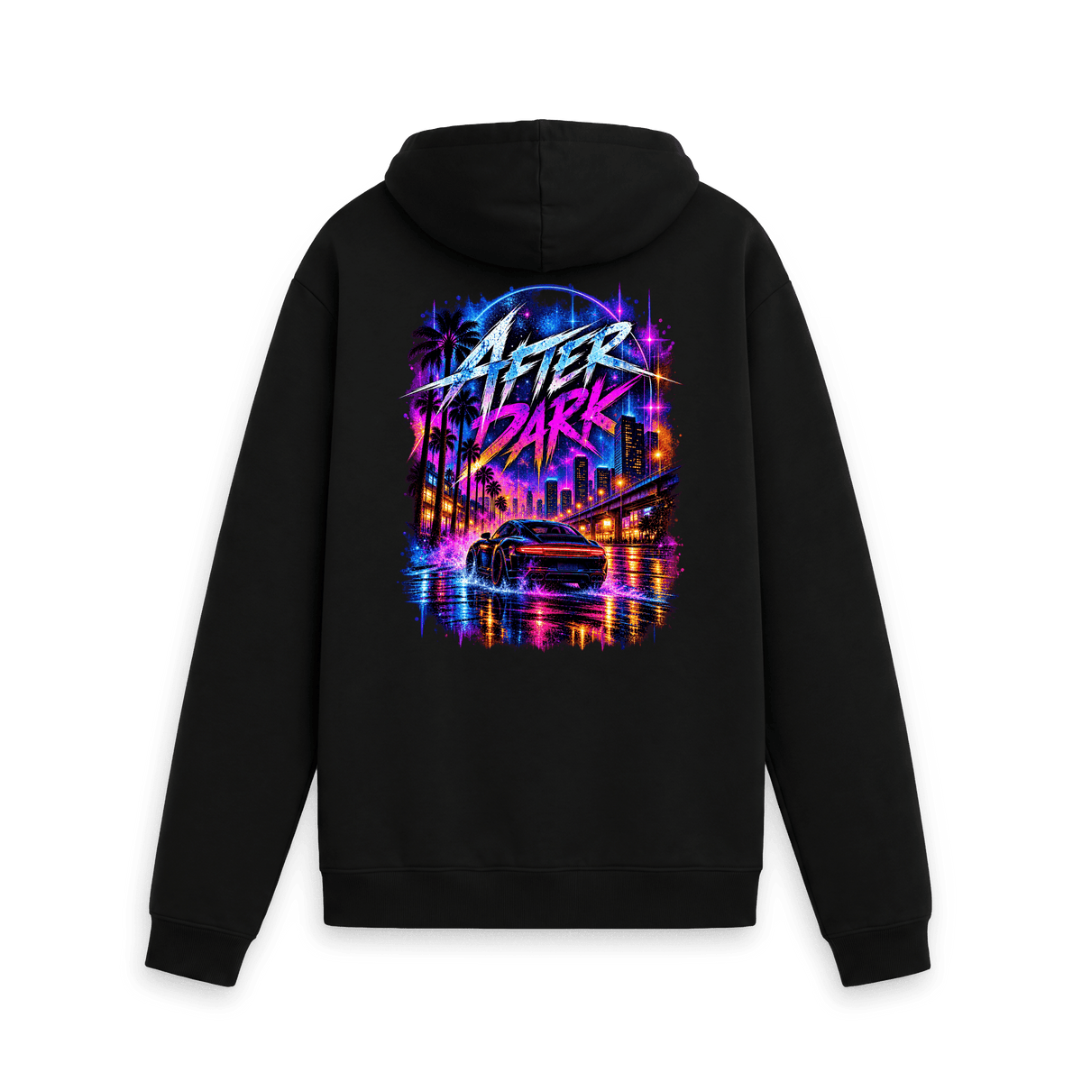 Black Printed Hoody Back