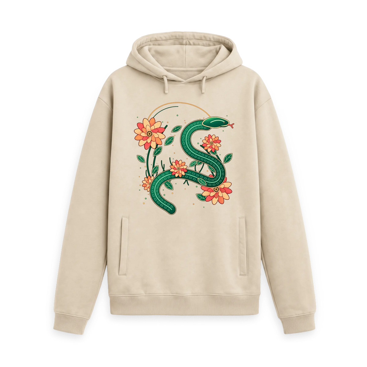 Oat Printed Hoody Front