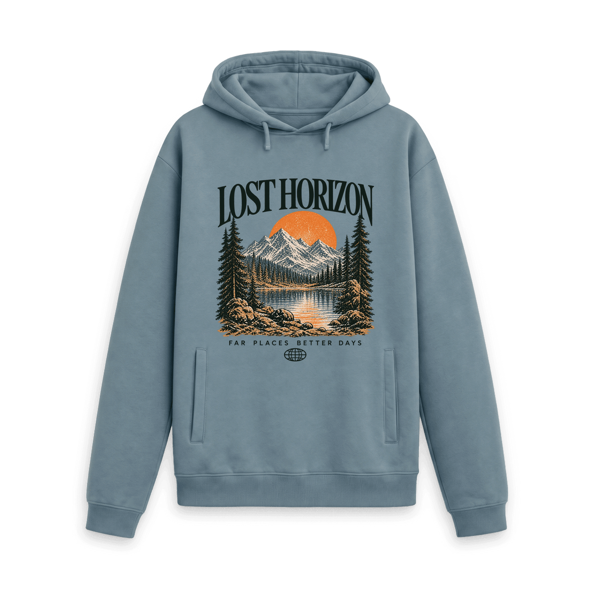 Stone Blue Printed Hoody Front