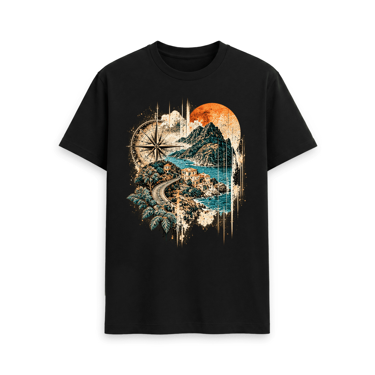 Black Printed T-shirt Front