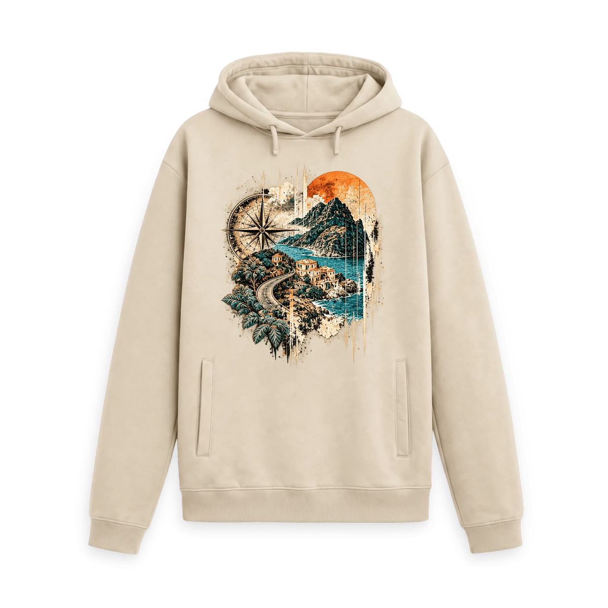 Oat Printed Hoody Front