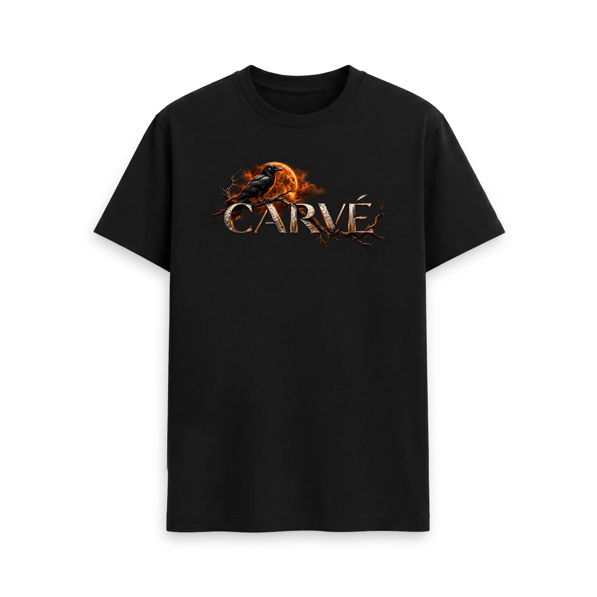 Black Printed T-shirt Front