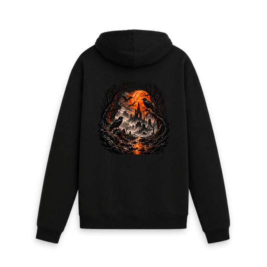Black Printed Hoody Back