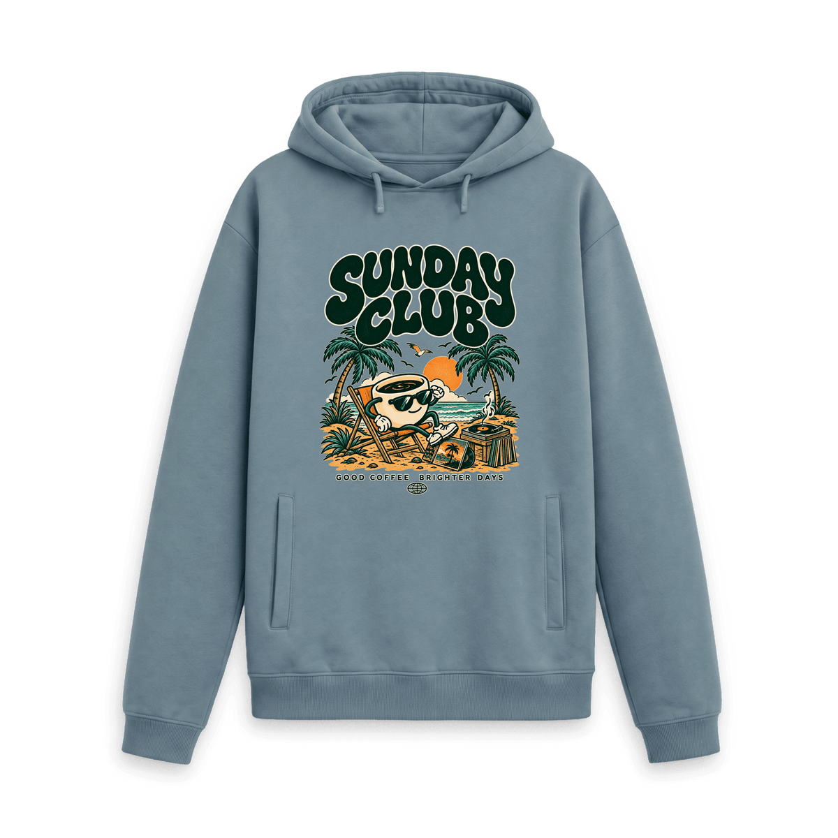Stone Blue Printed Hoody Front